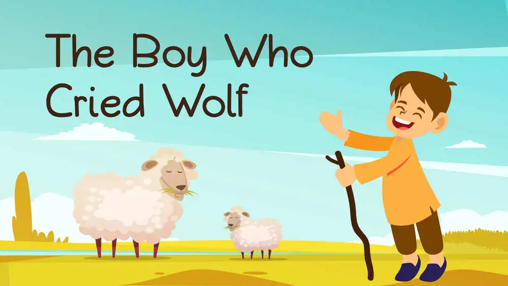 Illustration of the story of "The Boy Who Cried Wolf."